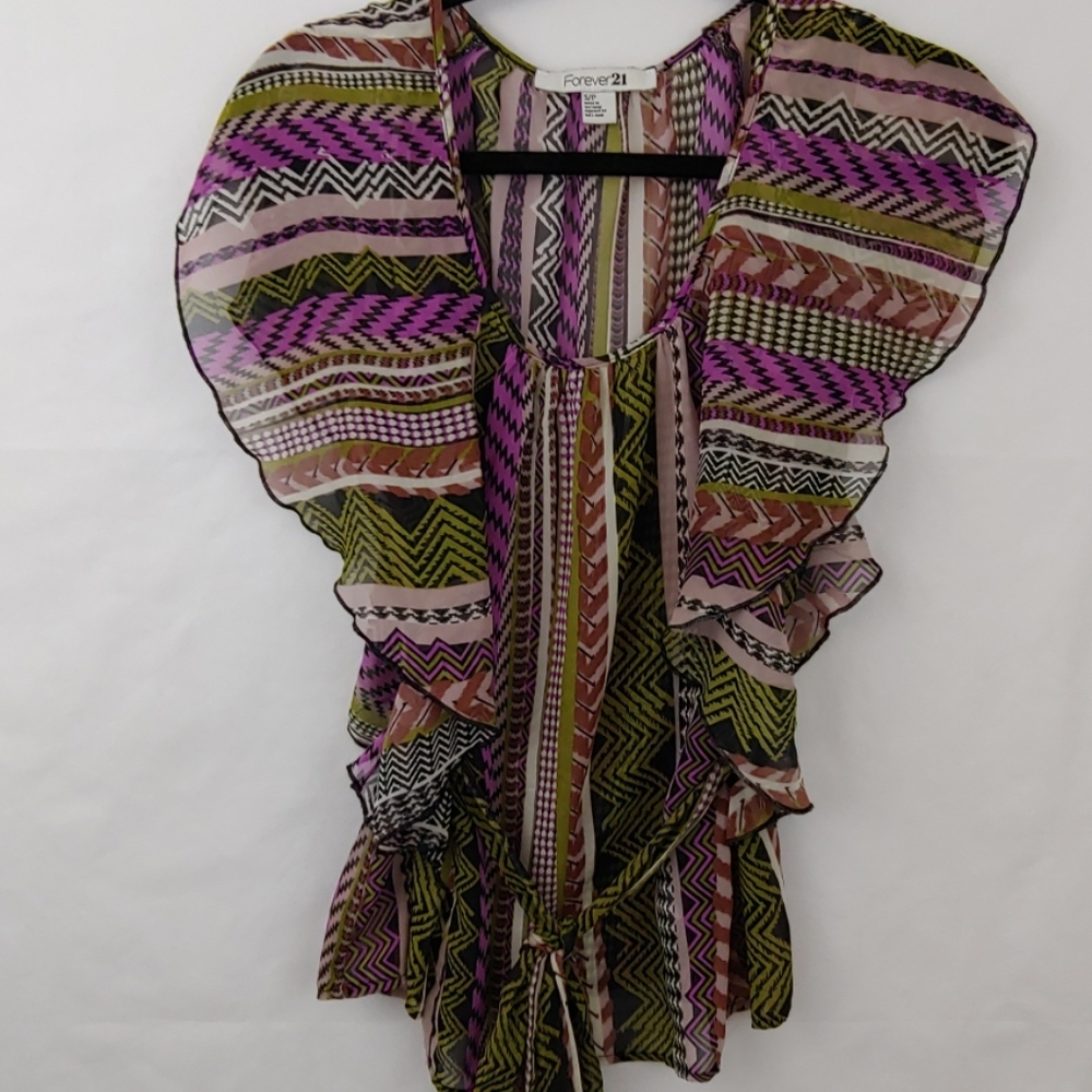 Forever21 Top Blouse Sheer Multi Color Size SP